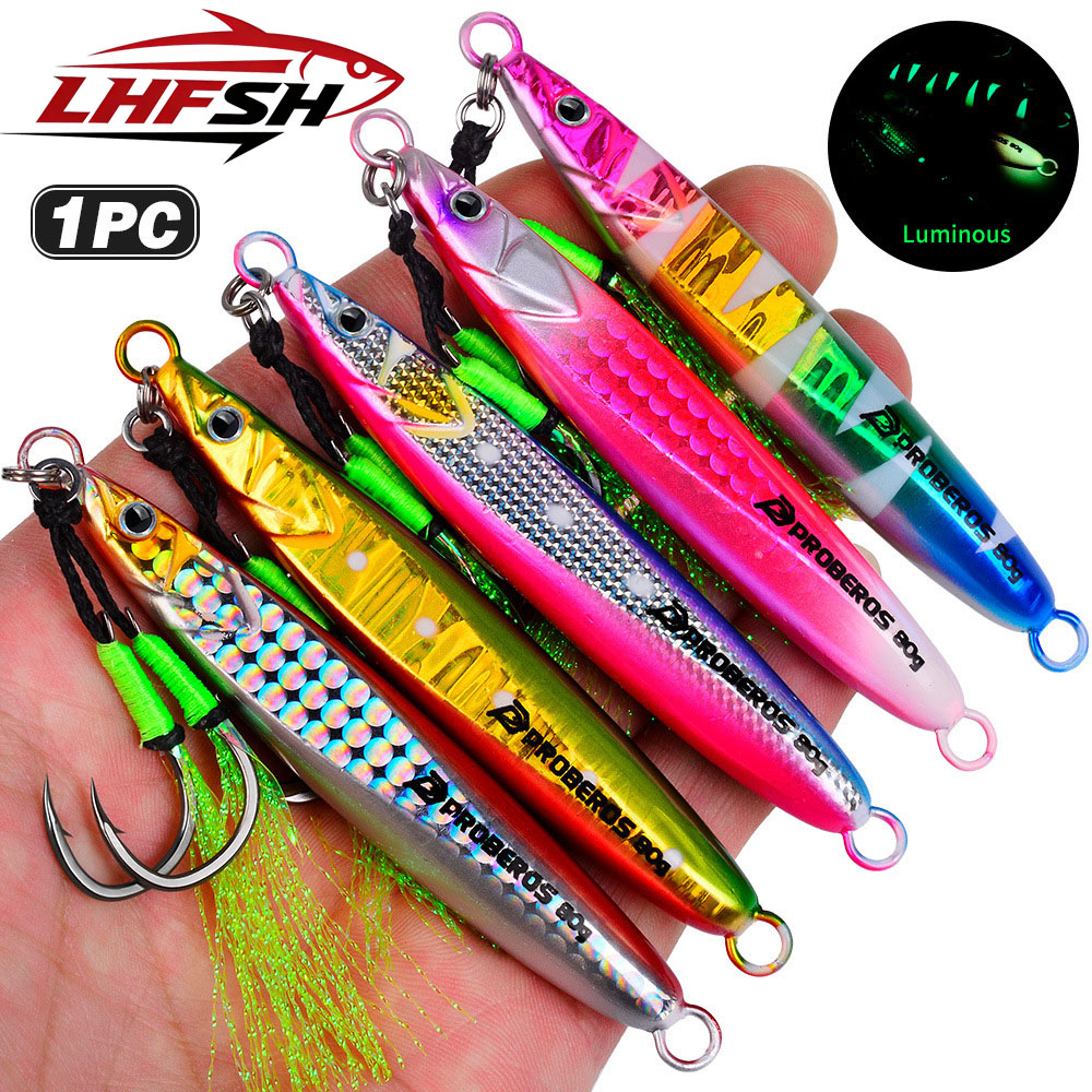Fishing Lure Buzzbait - LHFSH Leuchtende Metall-Jig-Angelköder, Hartköder 20g-80g, langsam